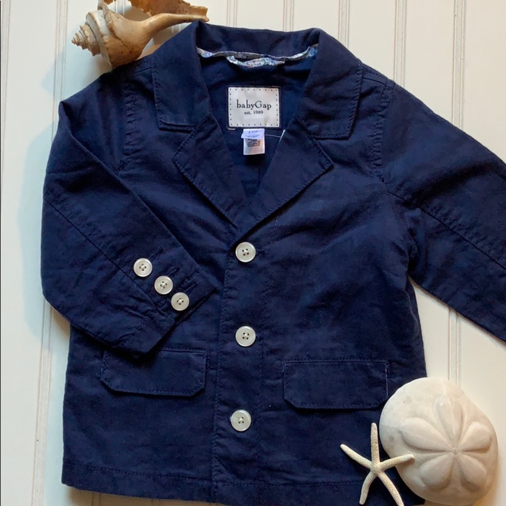Gap NWT Navy Blue Linen Blazer Size 12-18M